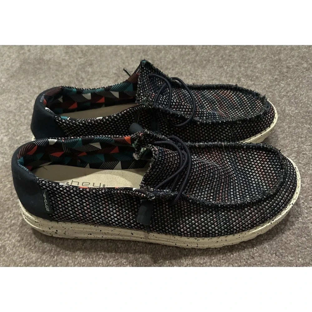 Size 8 HEYDUDE Women's Wendy Sox Slip-on Loafer Dark Mesh Upper Tri Color